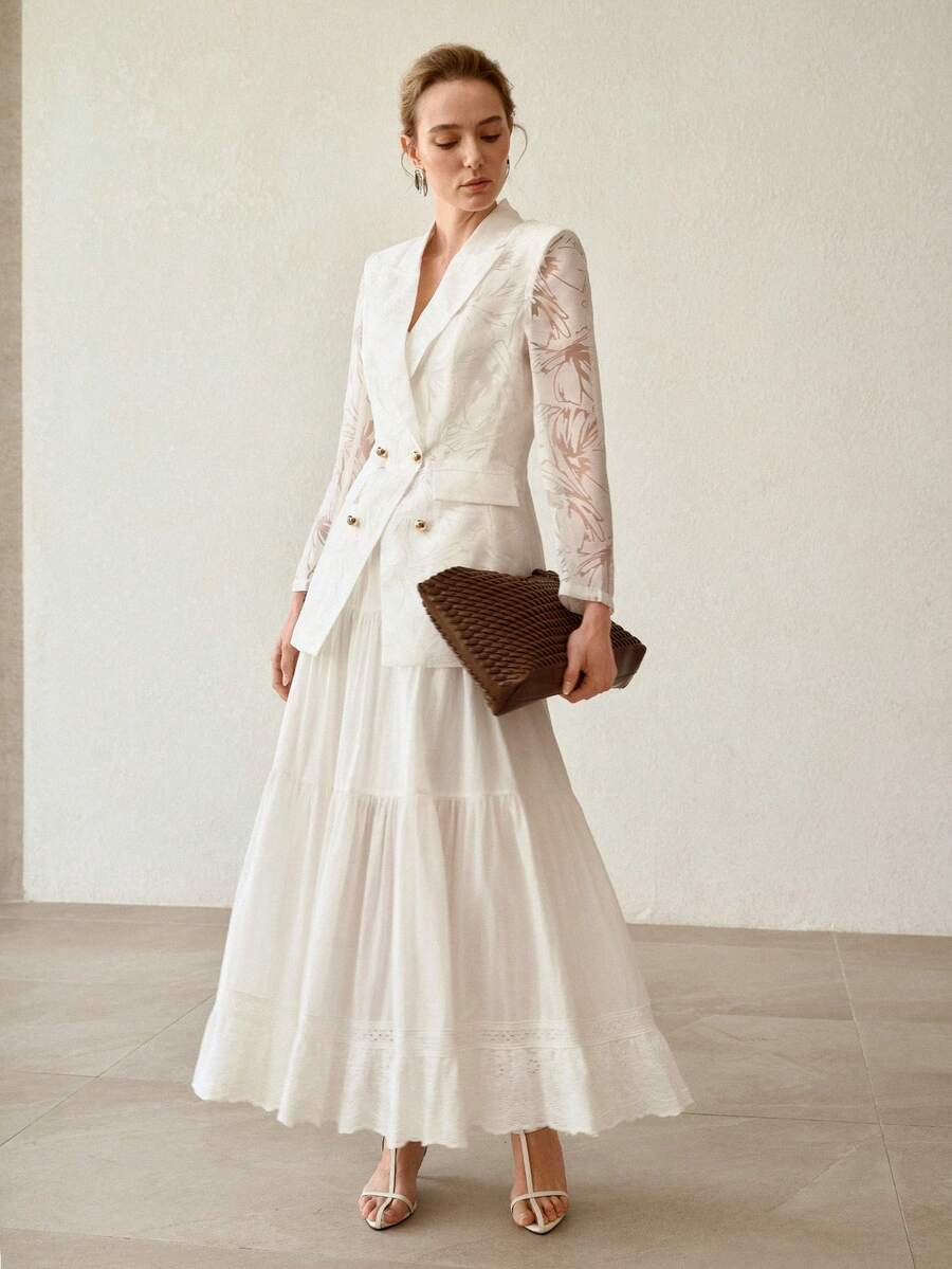 MOTF PREMIUM 女士双排扣优雅职业装薄款西装外套 - 白色 - 查看 1