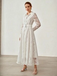 MOTF PREMIUM WOMEN'S FRENCH LUXURY DESIGN SENSE ELEGANT LONG DRESS - White - View 4