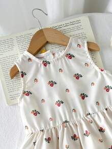 SHEIN 2pcs/Set Young Girl Ditsy Floral Sleeveless Tank Top & Loose Casual Pants Set - Apricot - View 7