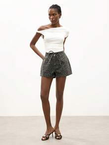 Maija 女士休闲豹纹牛仔短裤，夏季 - 彩色 - 查看 2