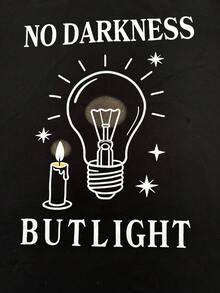 Manfinity Homme Men's Bulb Letter Print Short Sleeve Loungewear Top - Black - View 5