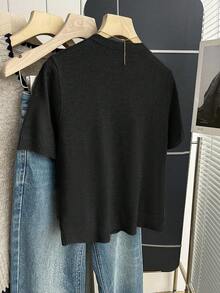 Franclia Nuevo Llegado Suéter de Punto con Bloques de Color Retro Estilo Universitario a Cuadros para Mujer, Primavera/Verano - Negro - Ver 2