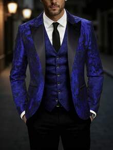 Manfinity AFTRDRK Business Commute Jacquard Weave Men's Suit Jacket - Blue - View 3