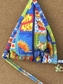 Swim Vcay Vacation Printed Halter Strap Triangle Bikini Top With Tie Side Triangle Bottoms 2 Pieces Set - Multicolor - View 4