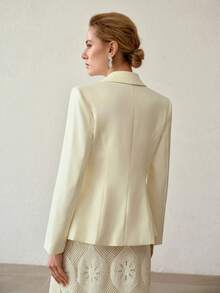 MOTF PREMIUM 挺括双排扣翻领西装外套 - 杏色 - 查看 3