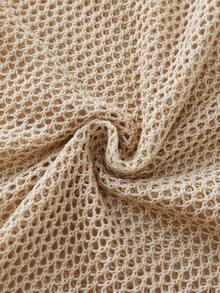 Franclia New Sexy Bikini, Casual Daily Beach Wear, Sleeveless Minimalist Knit Vacation Dress, Elegant Casual Style, Fishnet Texture, French Chic Sexy Girl, Bohemian Style, Versatile High-End Women Sweater Dress - Apricot - View 3