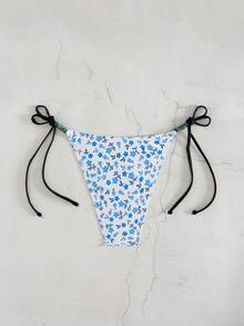 Swim Mod Women's Summer Vacation Casual Beach Wear Ditsy Floral Bikini Bottom Bikini Bottoms With Beaded Tie - Multicolor - View 2