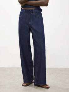 Maija Women's Casual Backless Tie Denim Vest And Pants Set, Summer - Dark Wash - View 4