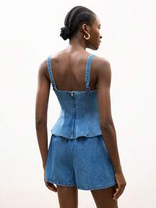 Maija 女士休闲水洗牛仔吊带背心 - 中等水洗藍 - 查看 3