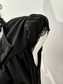 Jeanoix 女士性感Y2K哥特风修身吊带衬衫 - 黑色 - 查看 5