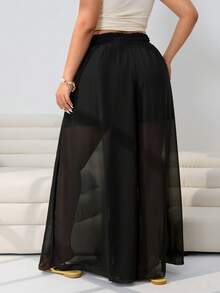 Solflare Quần ống rộng dáng suông bằng vải chiffon, kiểu dáng mới mùa Xuân/Hè, phù hợp cho mặc hàng ngày, dự tiệc, lễ hội âm nhạc, đi làm, đám cưới, tựu trường, lễ tốt nghiệp, kỳ nghỉ, thời trang đường phố, mặc ở nhà, mua sắm, dạo phố, nhiều dịp khác nhau, có thể mặc ngoài hoặc mặc nhiều lớp, eo chun, cỡ lớn, chất liệu chiffon mềm mại và thoải mái, màu đen, cỡ lớn. - màu đen - Xem 2