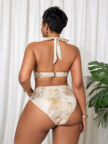 Slaydiva 大码女式两件套时尚优雅沙滩装/泳装套装 - 彩色 - 查看 2