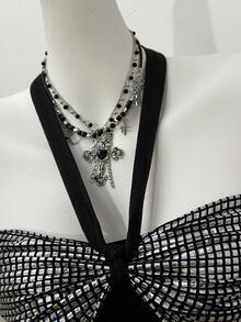 Jeanoix Women's Sexy Y2K Style Bodycon Halter Neck Mini Dress - Black - View 4