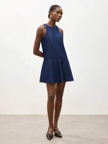 Maija Women's Casual Sleeveless Denim Dress, Summer - Dark Wash - View 7