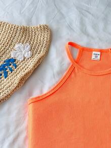 Girls' Knit Vest Top And Printed Skirt Set, Suitable For Daily Commute, Outings, And Exhibition Events, Lively And Cute Style, Teen Summer Outfit Set, Teen Set, Summer Holiday - Multicolor - View 5