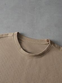 Manfinity Roghcode Herren Casual Retro INS Bestseller Kurzarm T-Shirt Set, Essentiell für tägliche Unternehmungen, tolles Geschenk für Familie und Freunde, strukturiertes Jacquard Muster reguläres Muster Multi-Struktur Patchwork Design Herren T-Shirt Set, Frühling bis Sommer, Sommer, Urlaub, Vintage, Ausgehen, Party, Festival, Geschenk für meinen Freund, Streetwear, Workout - Aprikosenfarben - Übersicht 8