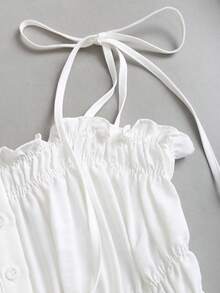Sweetra Spring/Summer New Minimalist Pleated Camisole Shirt, Versatile & Comfortable - White - View 5