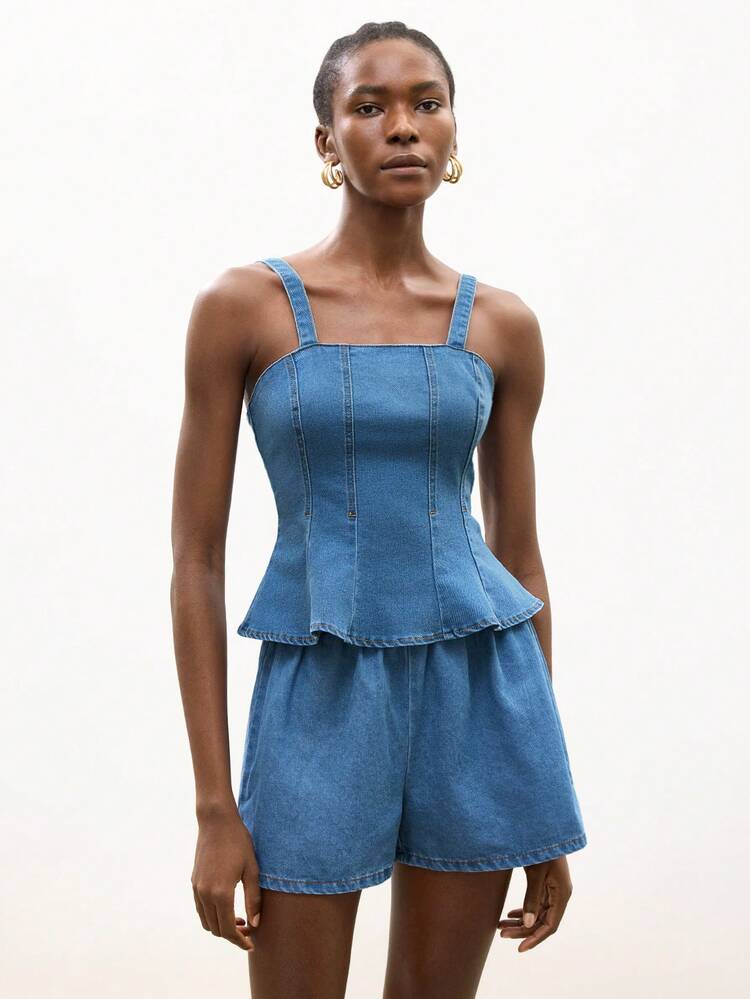 SHEIN Maija Women's Casual Washed Denim Camisole Top