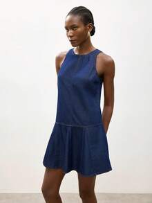 Maija Women's Casual Sleeveless Denim Dress, Summer - Dark Wash - View 4