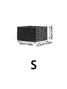 1个/3个（小号+中号+大号）藤编桌面收纳篮，可收纳化妆品、钥匙、零食，家居客厅编织收纳篮，手工桌面整理篮，适用于卧室、客厅、书房和办公室，家居装饰篮，理想礼品（黑色） - 黑色 - 查看 18