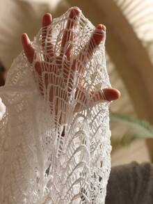 Swim Chiccia Women's White Hollow-Out Casual Vacation Knit Pants - White - View 6