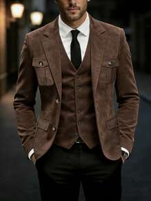 Manfinity AFTRDRK Retro Commuter Men's Suit Jacket - Coffee Brown - View 1