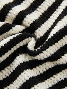 SHEIN Franclia 女士夏季欧美性感狐狸高端奢华设计成熟复古条纹紧身休闲/工作无袖毛衣连衣裙 - 黑與白 - 查看 13