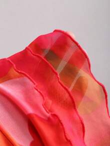 Sweetra Women's Romantic Vacation Style Printed Layered Ruffle Hem Halter Backless Mini Dress, Spring/Summer - Hot Pink - View 5