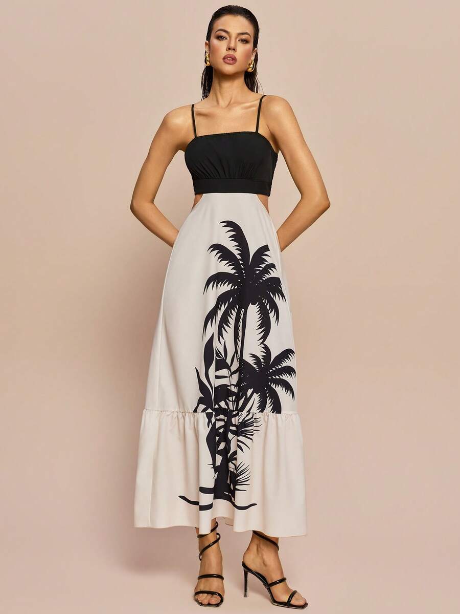 Olia Maree Olia Maree 女士印花收腰优雅长裙 - 彩色 - 查看 1