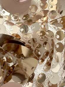 Swim Vcay Bộ bikini hai mảnh màu vàng sâm panh đính sequin, kiểu dáng buộc dây hai bên, thích hợp cho nữ đi biển mùa hè. - Rượu sâm banh - Xem 7