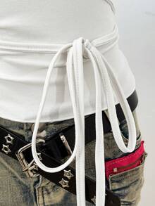 Jeanoix Women's Solid Color V-Neck Twist Front Design Casual Versatile Date Outing Cap Sleeve T-Shirt - White - View 6