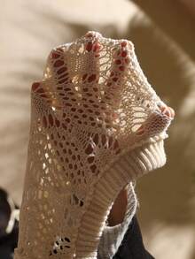 Swim Vcay Hollow Out Tie-Up Beach Cover Up Top For Women, Spring/Summer - Apricot - View 5