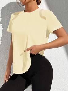 Sovereign Charm Cut Out Front Crop Sports Tank Top Workout Tank Top Gym Women Shirts - Yellow - View 7