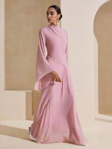 Graceveil Đầm dài bằng vải chiffon thanh lịch dành cho nữ, điểm xuyết hoa văn tua rua ngọc trai, duyên dáng và tinh tế, thích hợp cho các dịp trang trọng. - Hồng - Xem 5