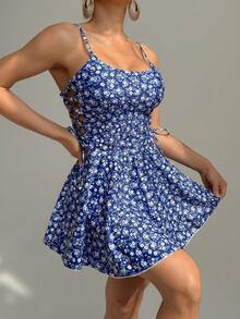 Swim Lushoire Women's Summer Vacation Casual Beach Ditsy Floral Bikini Two Pieces Swimsuit Set With Adjustable Straps - Multicolor - View 1