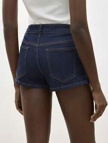Maija Quần short denim nữ dáng rộng, chất liệu denim mài, thích hợp cho mùa hè. - Rửa tối - Xem 3