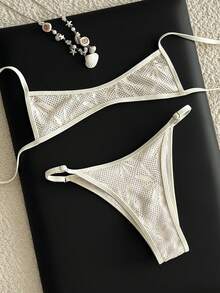Swim Vcay Bộ bikini siêu nhỏ gợi cảm 2 mảnh dành cho nữ, mẫu mới Xuân/Hè 2026, thích hợp cho kỳ nghỉ biển hoặc dạo phố. - Màu be - Xem 3