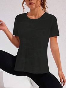 SHEIN Sports Camiseta deportiva con espalda cruzada y sin espalda, ajustada, top de tanque para gimnasio para mujeres - Negro - Ver 4