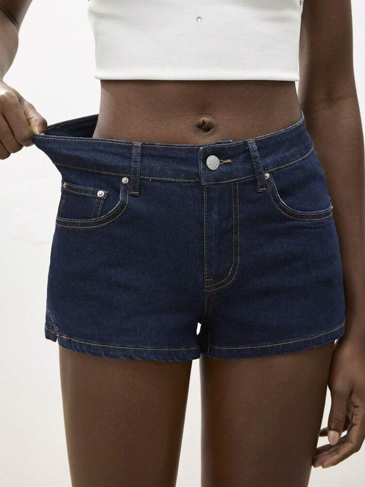 SHEIN Maija Women's Casual Washed Denim Shorts, Summer