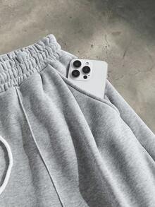 EASEVO 男士休闲宽松运动裤，松紧腰带，浅灰色，适合春秋季穿着 - 灰色 - 查看 2