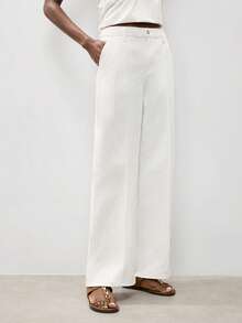 Maija Women's Casual Versatile Commuting Solid Color Straight Leg Jeans - White - View 6