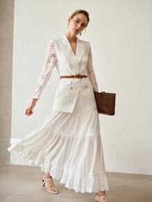 MOTF PREMIUM WOMEN'S DOUBLE BREASTED ELEGANT OFFICE WEAR THIN BLAZER - White - View 7