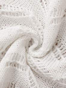 Franclia New Summer Beach Vacation Chic Sexy Lady Design Hollow Spaghetti Strap Beaded Dress, Deep V-Neck, Party Style, Elegant Bohemian Minimalist High-End Elegant Sexy Slim Fit Women Knit Dress - White - View 3