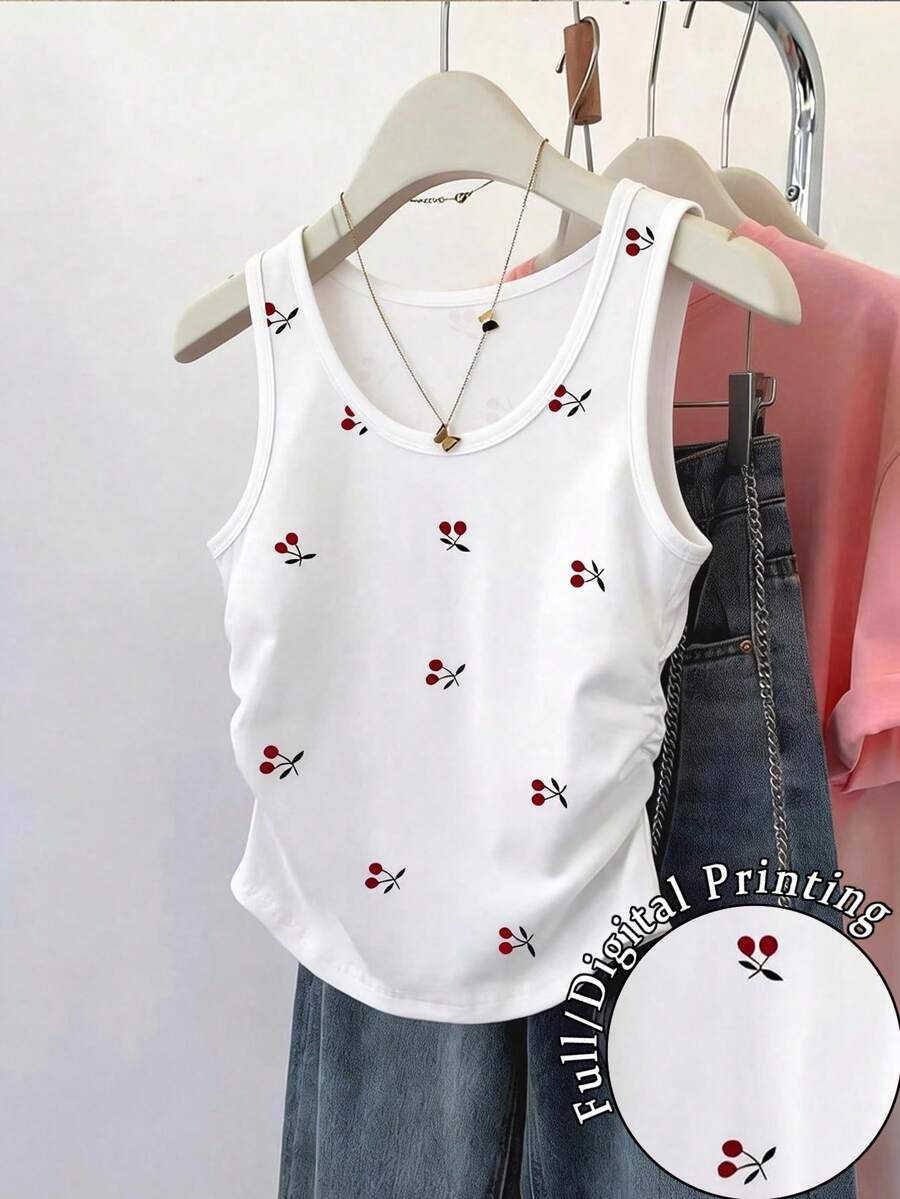 Resyla 女士甜樱桃印花无袖圆领背心 - 彩色 - 查看 1
