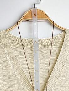 Linhara Plus Size Women Solid Color Knitted V-Neck Button Sleeveless Regular Casual Sweater Vest, Spring/Autumn - Apricot - View 4
