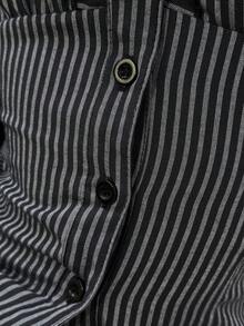 Jeanoix Women's Sexy Retro Striped Fabric Fitted Blouse - Black and White - View 5