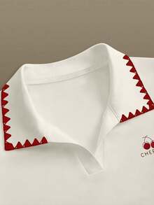 Resyla 女士撞色 Polo 领短袖上衣 - 彩色 - 查看 3