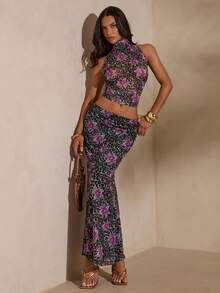 Glamine 女士优雅豹纹网纱裙 - 彩色 - 查看 6