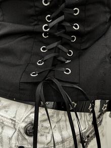 Jeanoix 女士性感Y2K哥特风修身吊带衬衫 - 黑色 - 查看 7