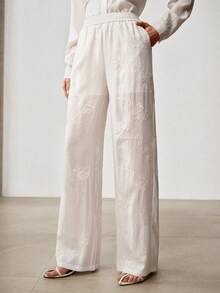 MOTF PREMIUM WOMEN'S EMBROIDERED ELEGANT TROUSERS, CUSTOM-MADE - White - View 4